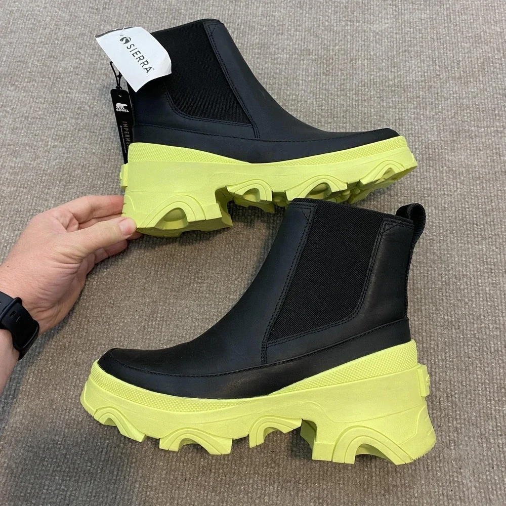 Sorel Chelsea Boots Womens Size 7 Black Waterproof Ankle Neon Sole LZ6060-010 - Picture 5 of 12
